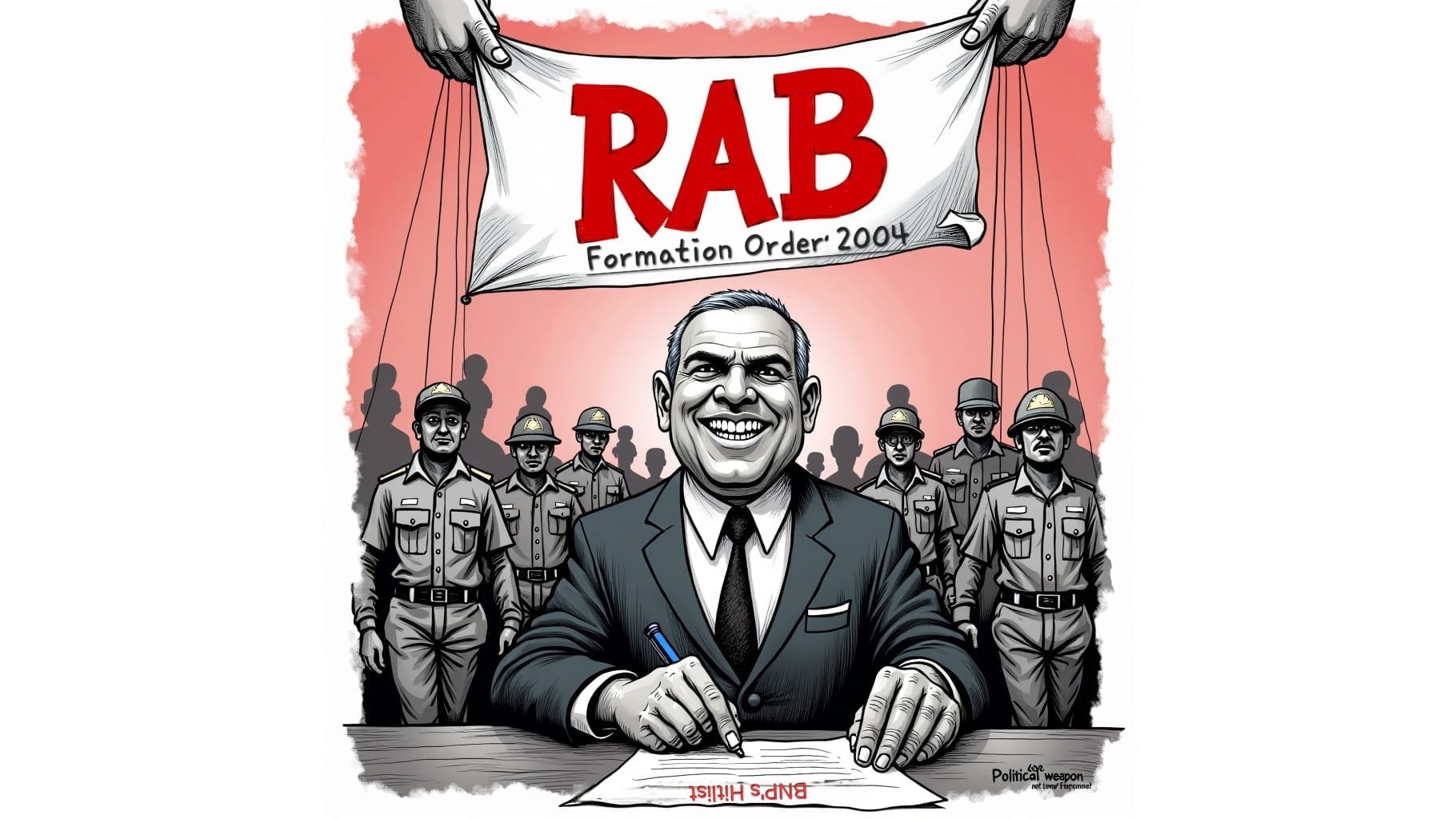 RAB political cartoon - Bangladesh elite death squad